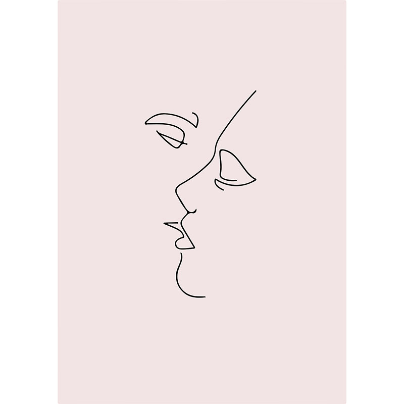 Πίνακας σε καμβά Line Art Minimal Kiss